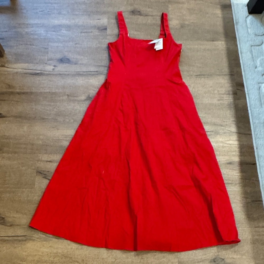 NWT Abercrombie & Fitch Bold Red Midi Dress - Picture 3 of 6